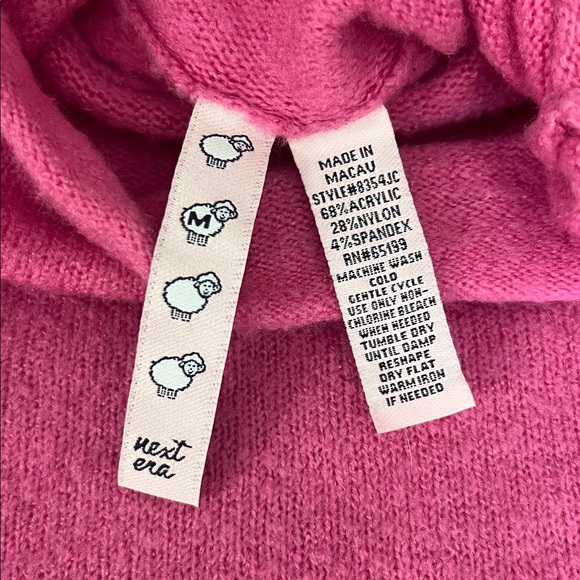 Next Era Vibrant Pink Cowl turtle Neck Sweater medium - Picture 3 of 3